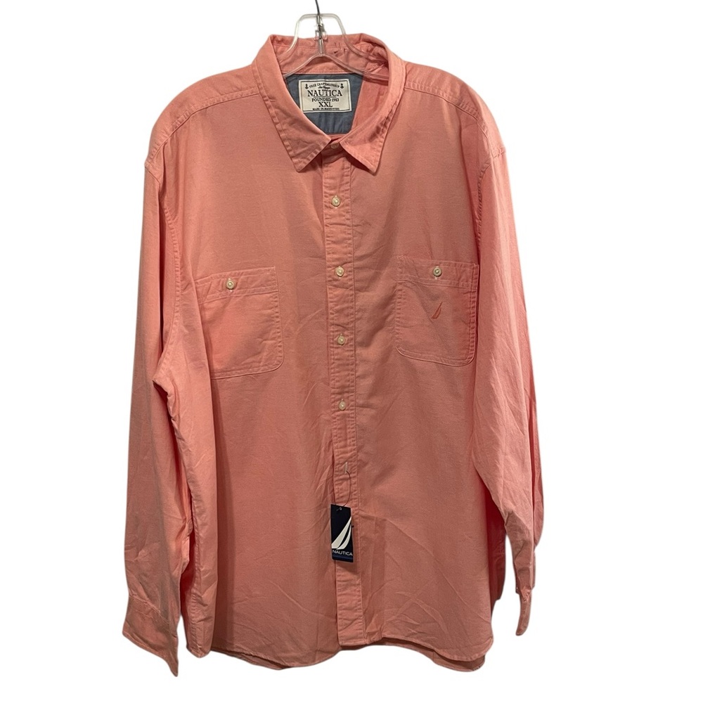 Nautica Orange Oxford longe sleeve shirt sz XXL
100% cotton  chest pocket